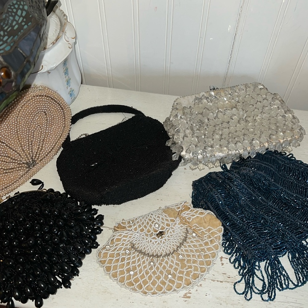 Lot vintage beaded clutches for repurposing Hong Kong Czech La Regale